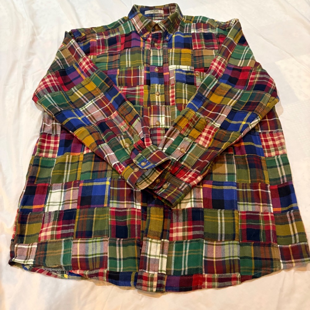 Orvis Mens Patchwork Plaid Flannel Button Down Sh… - image 2